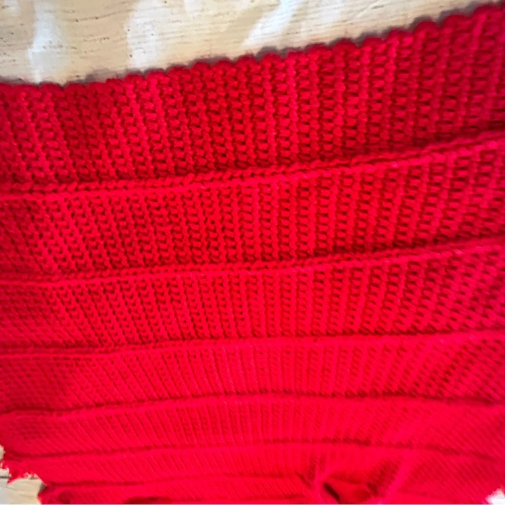 Handmade Bright‎ Red Throw Blanket with Tassels